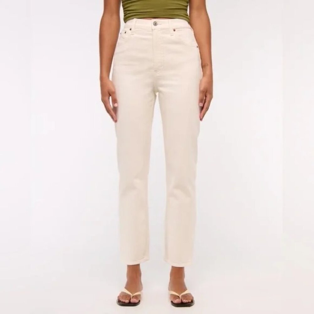 Abercrombie & Fitch Curve Love Ultra High Rise Ankle Straight Jean